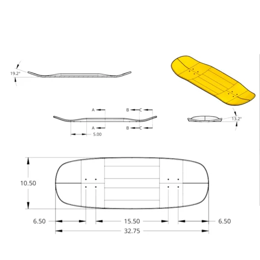 Waterborne Skateboards Chub surf skate deck #2