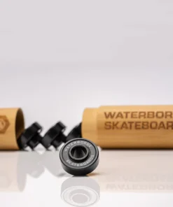 Black-Chrome, Skate Bearings, High Velocity, Bamboo Packaging, 8 bearings, Pre lubricated, Built in Spacers